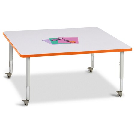 Jonti-Craft Berries Square Activity Table, 48 in. x 48 in., Mobile, Freckled Gray/Orange/Gray 6418JCM114